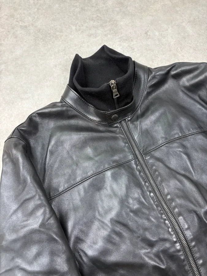FW2006 Prada Black Biker Leather Bomber Jacket mdZdUnd 4