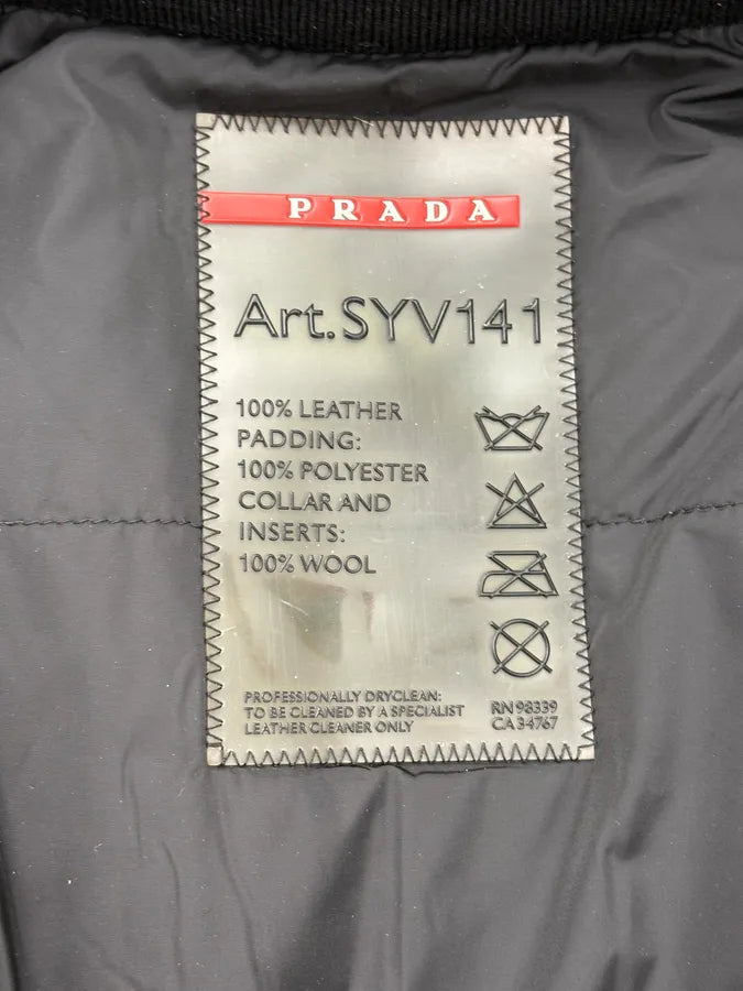 FW2006 Prada Black Biker Leather Bomber Jacket mdZdUnd 9