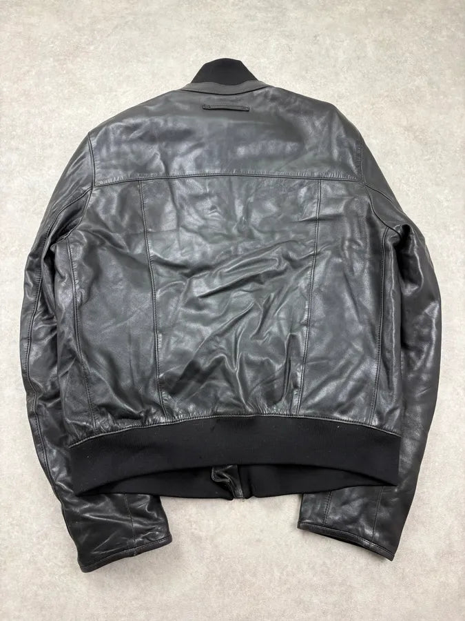 FW2006 Prada Black Biker Leather Bomber Jacket mdZdUnd 5