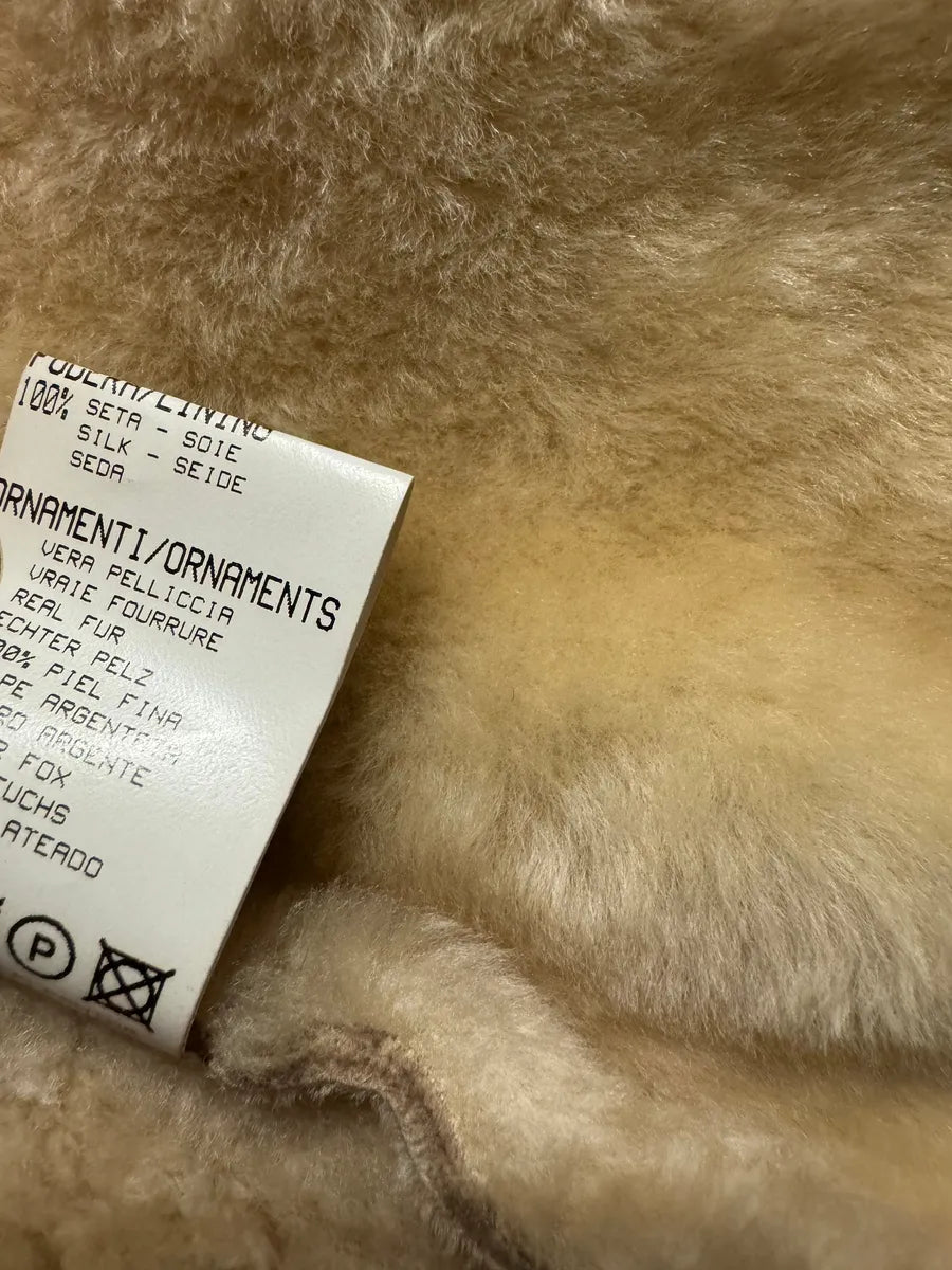 FW2006 Roberto Cavalli Beige Fur & Silk Leather Creamy Royal Jacket (S) 10