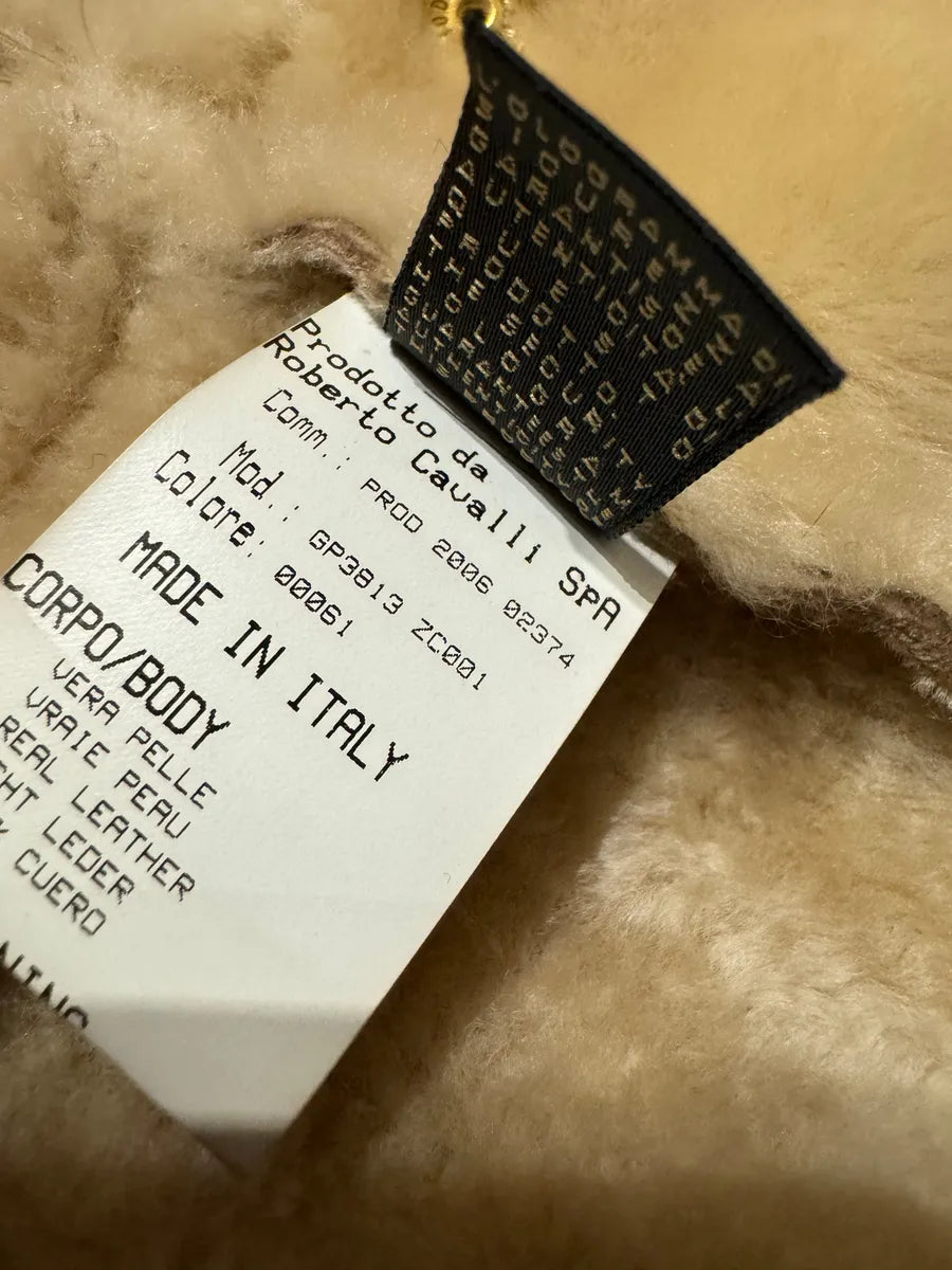 FW2006 Roberto Cavalli Beige Fur & Silk Leather Creamy Royal Jacket BLOrGGU 9