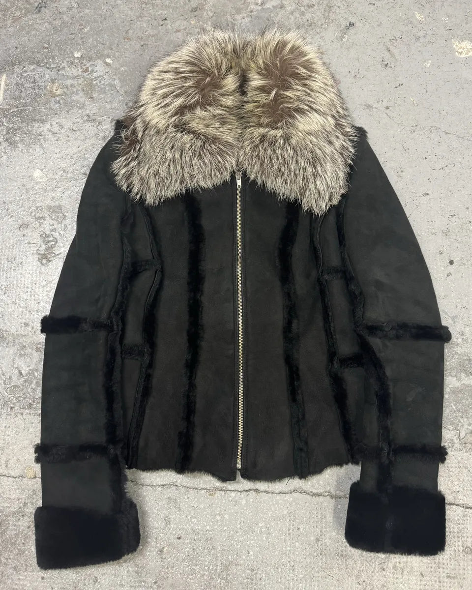 FW2006 Roberto Cavalli Black Fur Premium Leather Jacket (M) 0