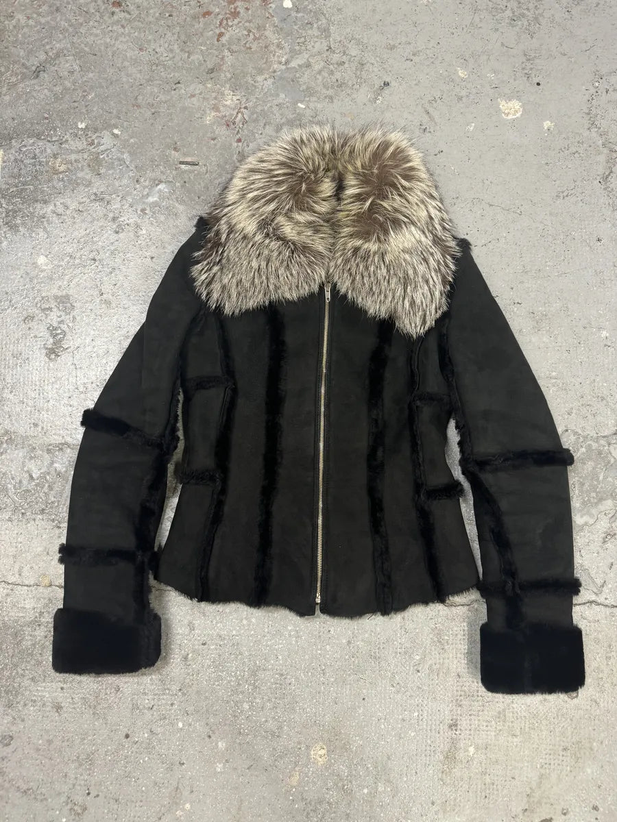 FW2006 Roberto Cavalli Black Fur Premium Leather Jacket (M) 2