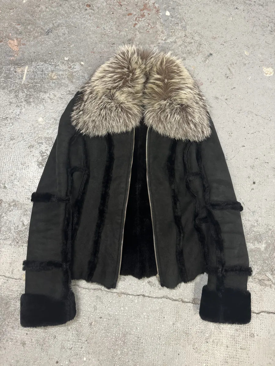 FW2006 Roberto Cavalli Black Fur Premium Leather Jacket (M) 3