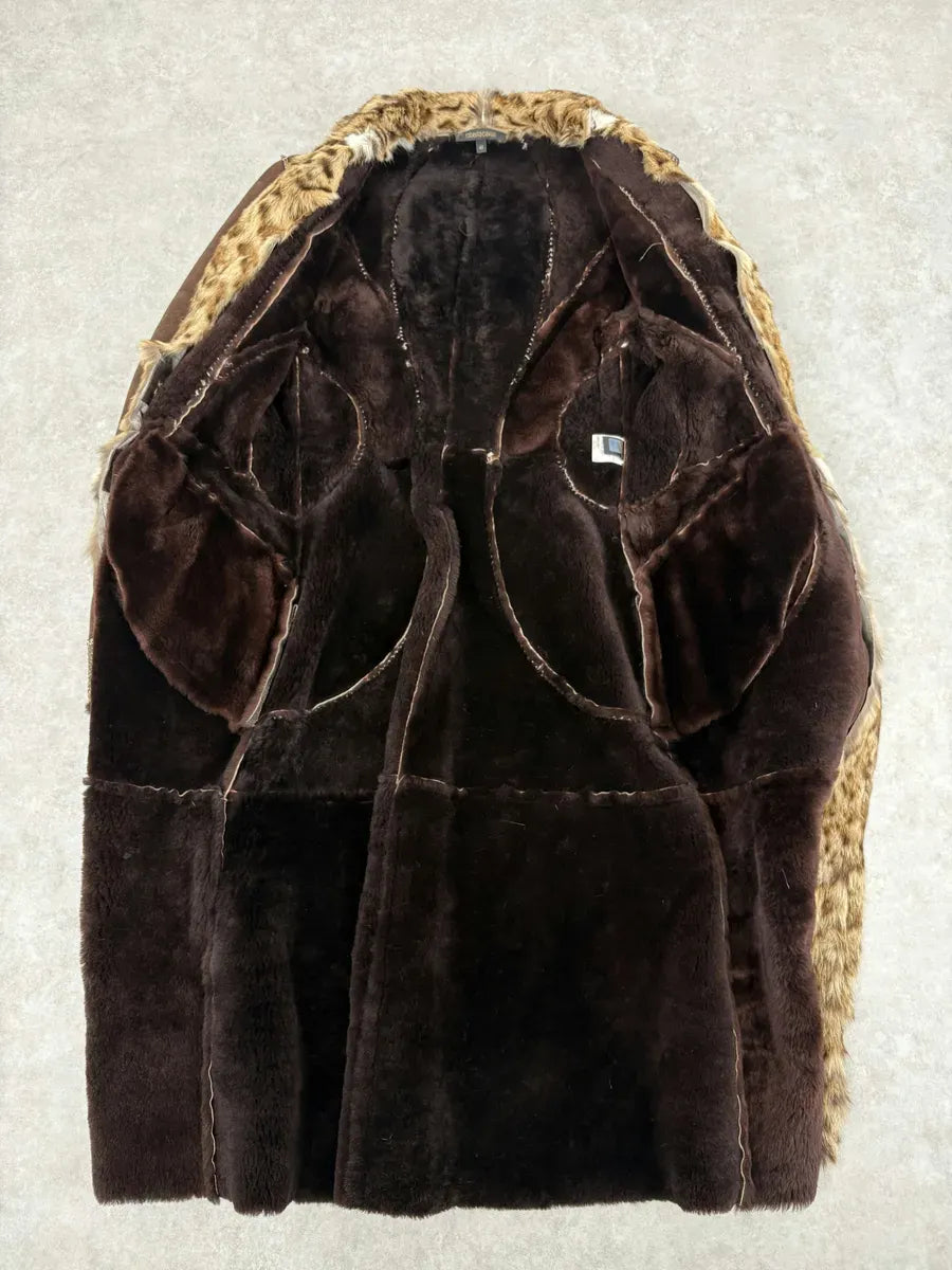 FW2006 Roberto Cavalli Long Hybrid Brown Fur Python Leather Jacket mUUkXTx 6
