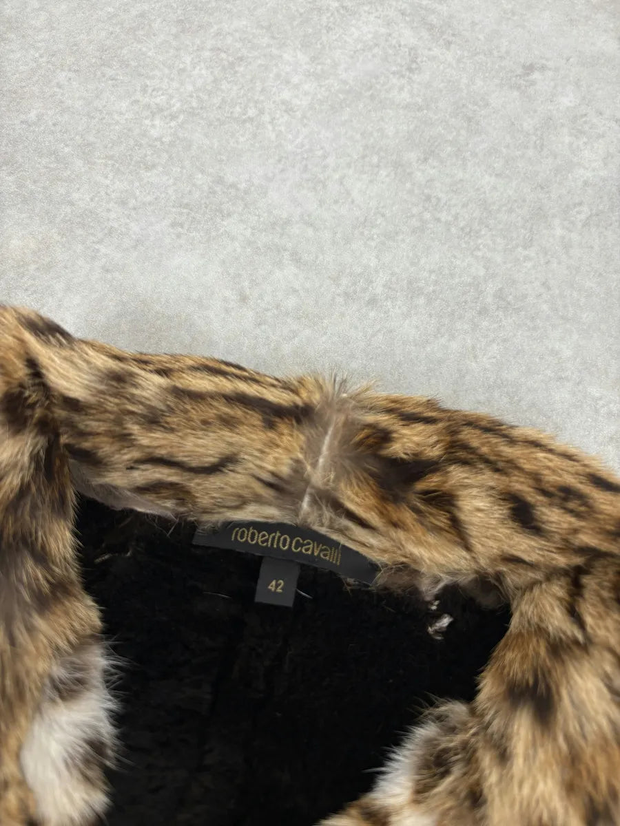 FW2006 Roberto Cavalli Long Hybrid Brown Fur Python Leather Jacket mUUkXTx 3