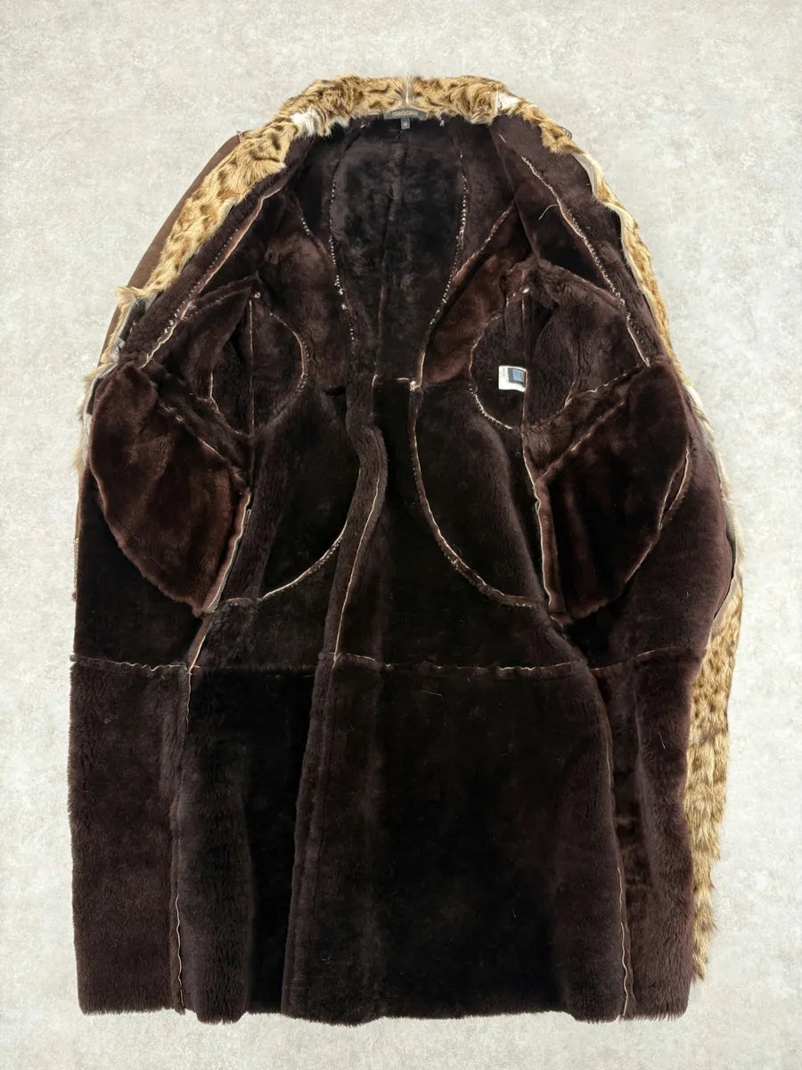 FW2006 Roberto Cavalli Long Hybrid Brown Fur Python Leather Jacket mUUkXTx 6