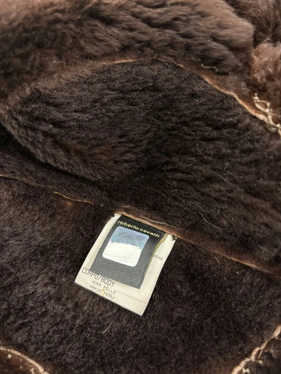 FW2006 Roberto Cavalli Long Hybrid Brown Fur Python Leather Jacket mUUkXTx 9