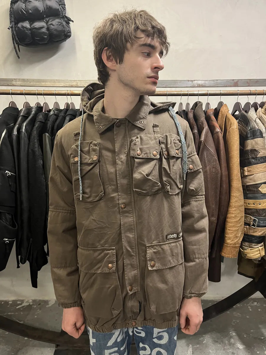 FW2006 Roberto Cavalli Utility Multi-Pockets Brown Jacket aQmINVw 1