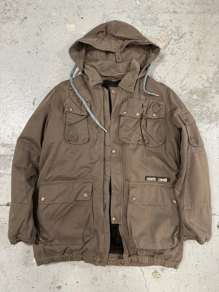 FW2006 Roberto Cavalli Utility Multi-Pockets Brown Jacket aQmINVw 4