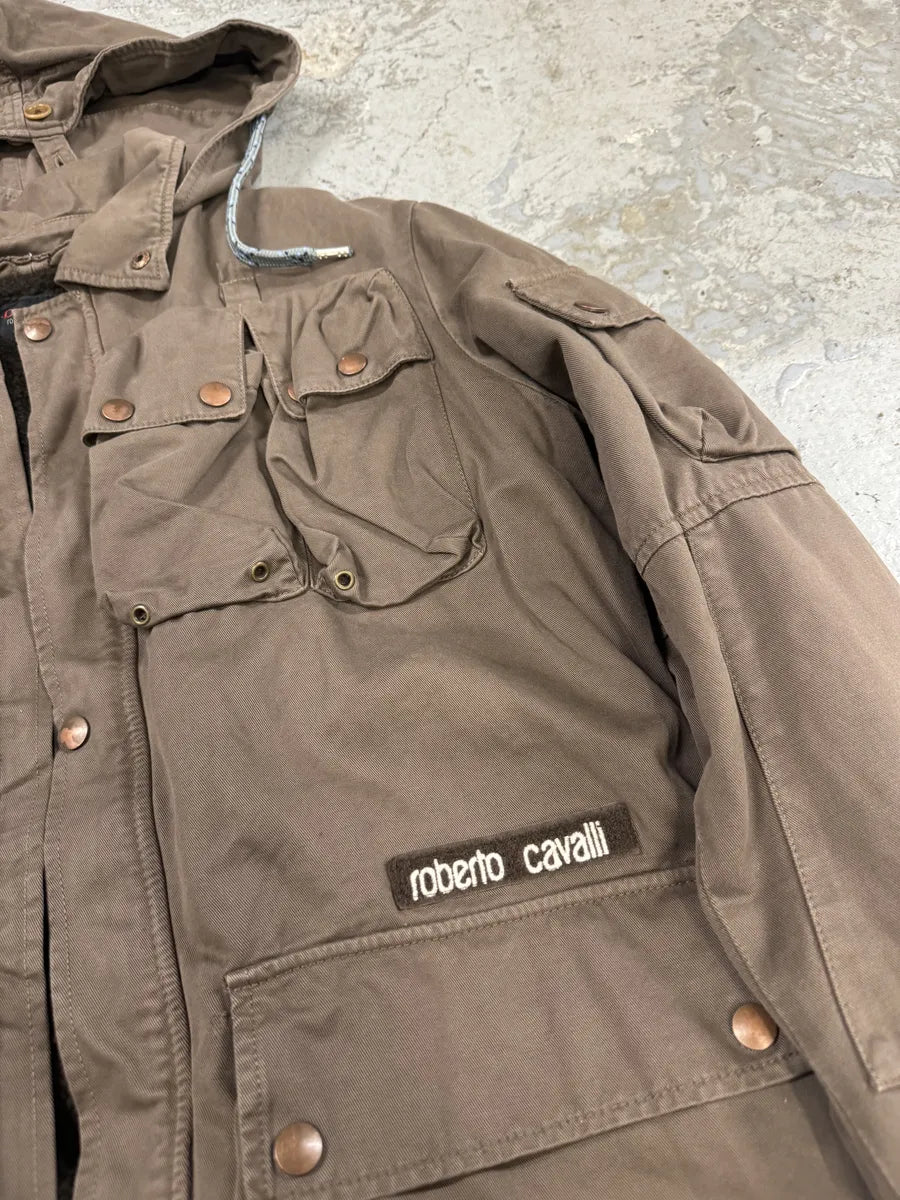FW2006 Roberto Cavalli Utility Multi-Pockets Brown Jacket aQmINVw 9
