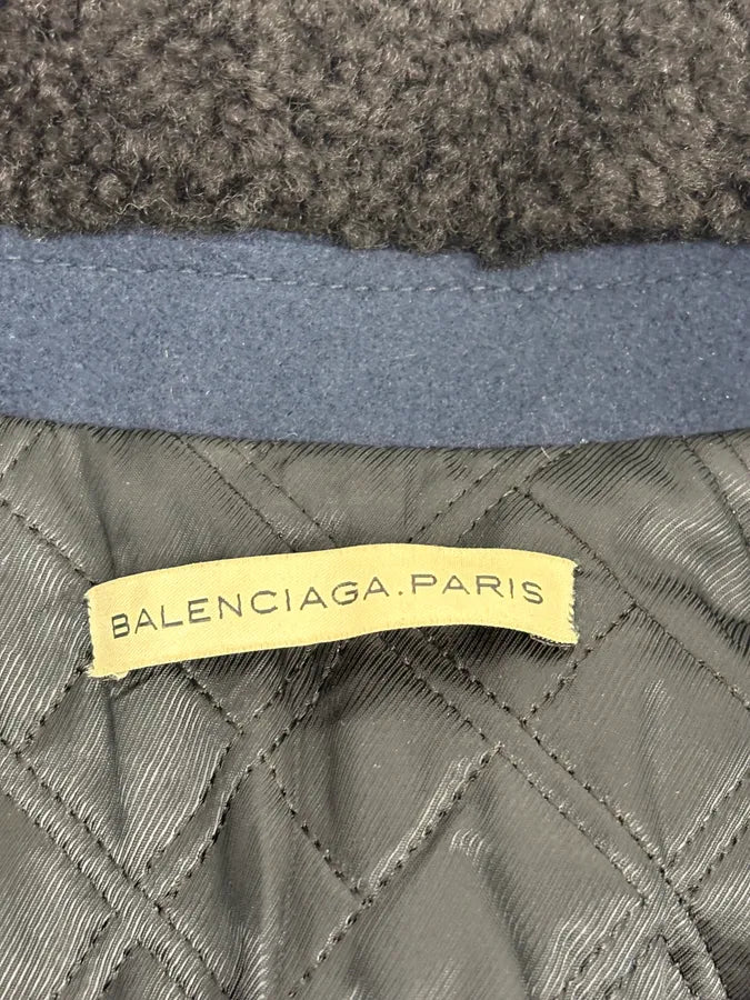 FW2007 Balenciaga Navy Wool Shearling Peacoat Jacket AkedAtj 9
