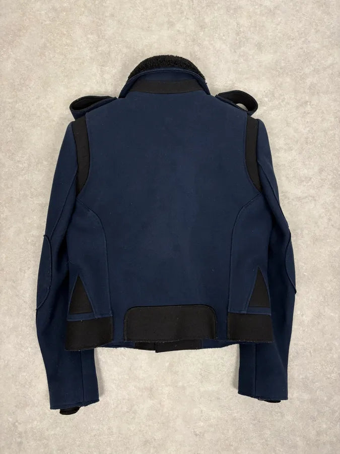 FW2007 Balenciaga Navy Wool Shearling Peacoat Jacket AkedAtj 5