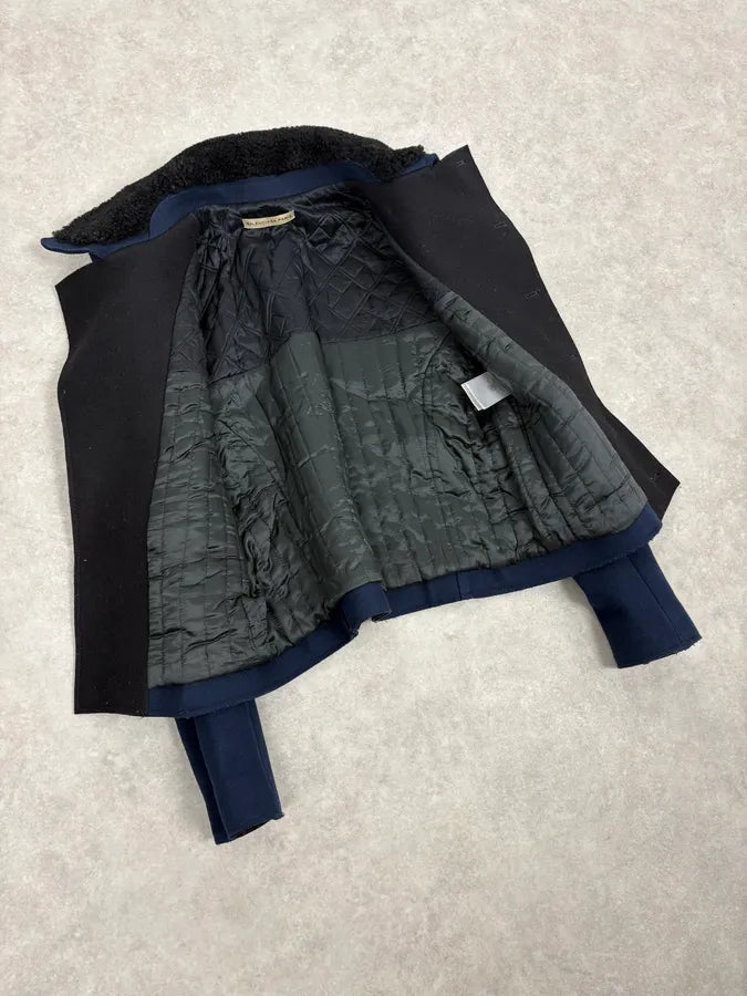 FW2007 Balenciaga Navy Wool Shearling Peacoat Jacket AkedAtj 6