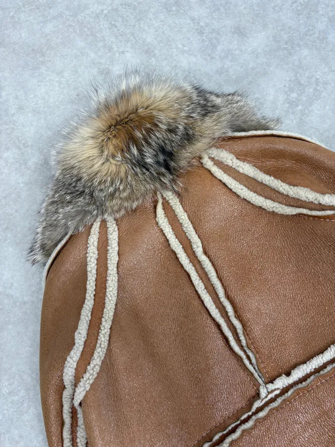 FW2007 Cavalli Brown Fur Aviator Leather Jacket hoxLGIk 8