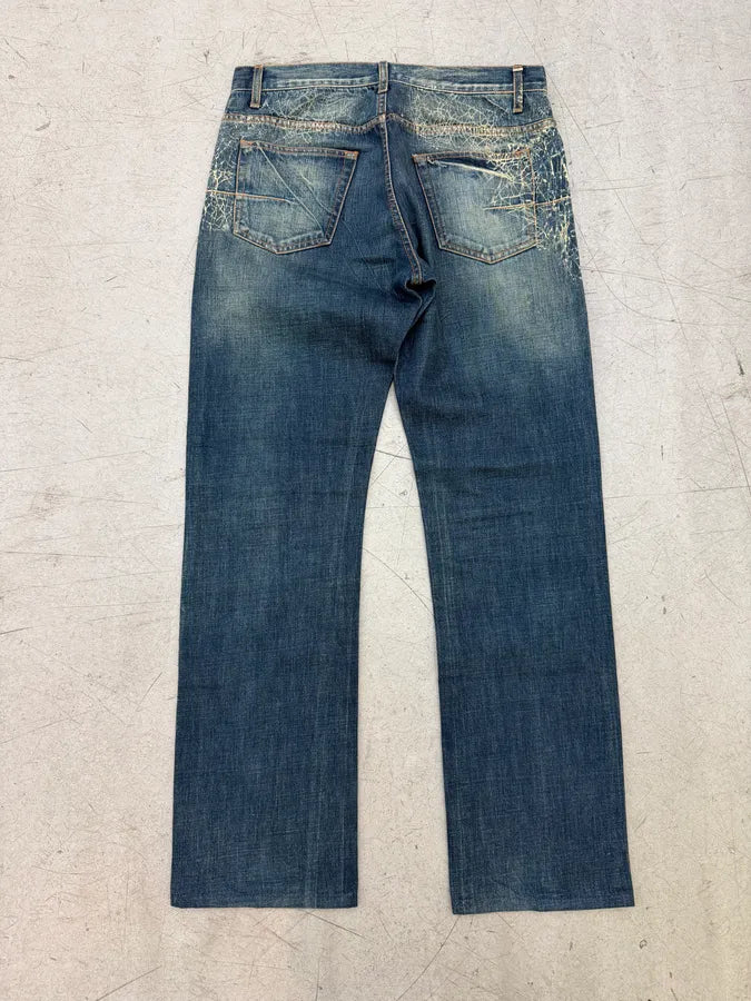 FW2007 Dior Navy Spiderweb Denim Jeans by Hedi Slimane LEMxZgQ 1