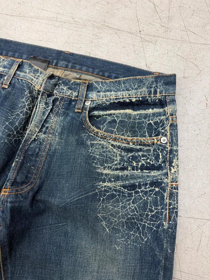 FW2007 Dior Navy Spiderweb Denim Jeans by Hedi Slimane LEMxZgQ 11