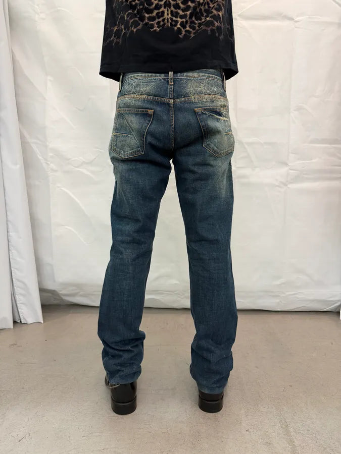 FW2007 Dior Navy Spiderweb Denim Jeans by Hedi Slimane LEMxZgQ 5