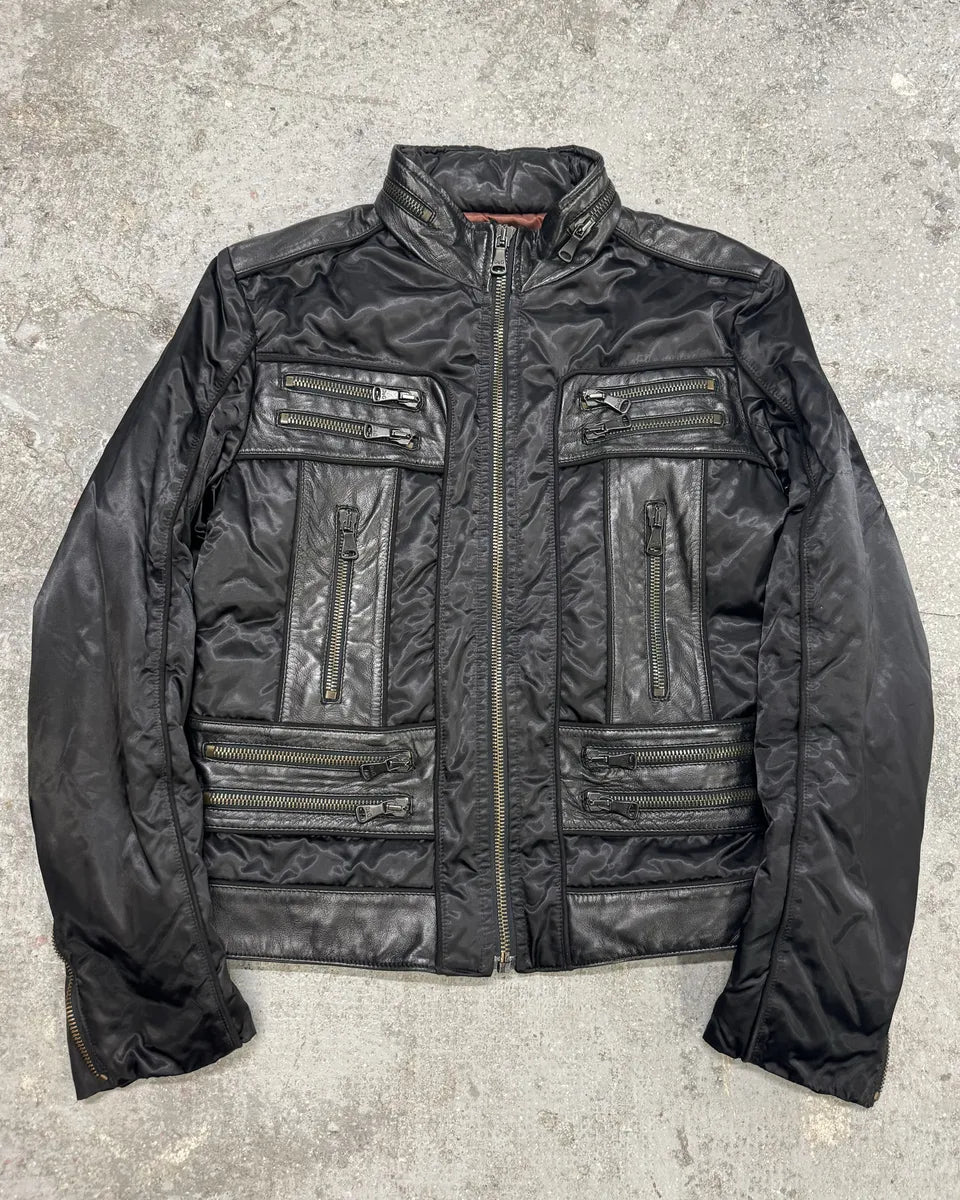 FW2007 Dolce & Gabbana Black Multi Zip Utility Nylon Leather Jacket (S/M) 0