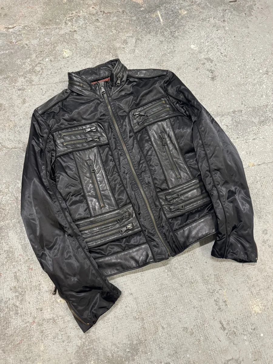 FW2007 Dolce & Gabbana Black Multi Zip Utility Nylon Leather Jacket (S/M) 7