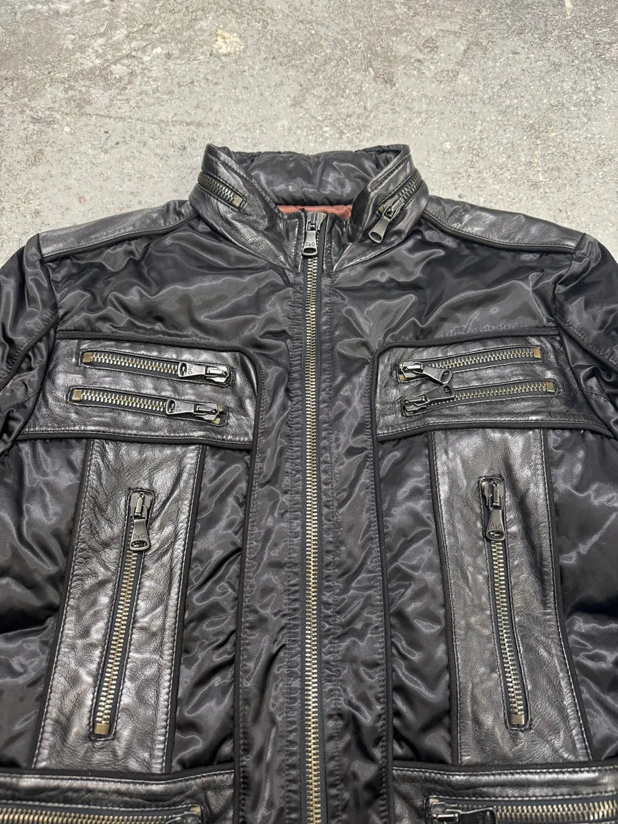FW2007 Dolce & Gabbana Black Multi Zip Utility Nylon Leather Jacket (S/M) 8