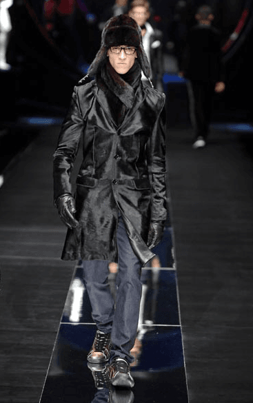 FW2007 Dolce & Gabbana Black Pony Hair Long Trench Coat Jacket (M) 1