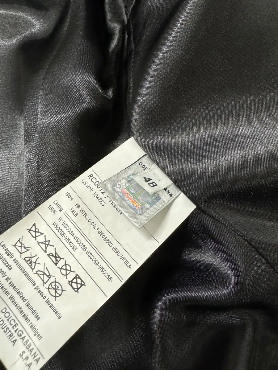 FW2007 Dolce & Gabbana Black Pony Hair Long Trench Coat Jacket (M) 6