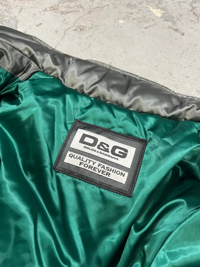 FW2007 Dolce & Gabbana Khaki Hybrid Nylon Leather Jacket hXTGQpT 11