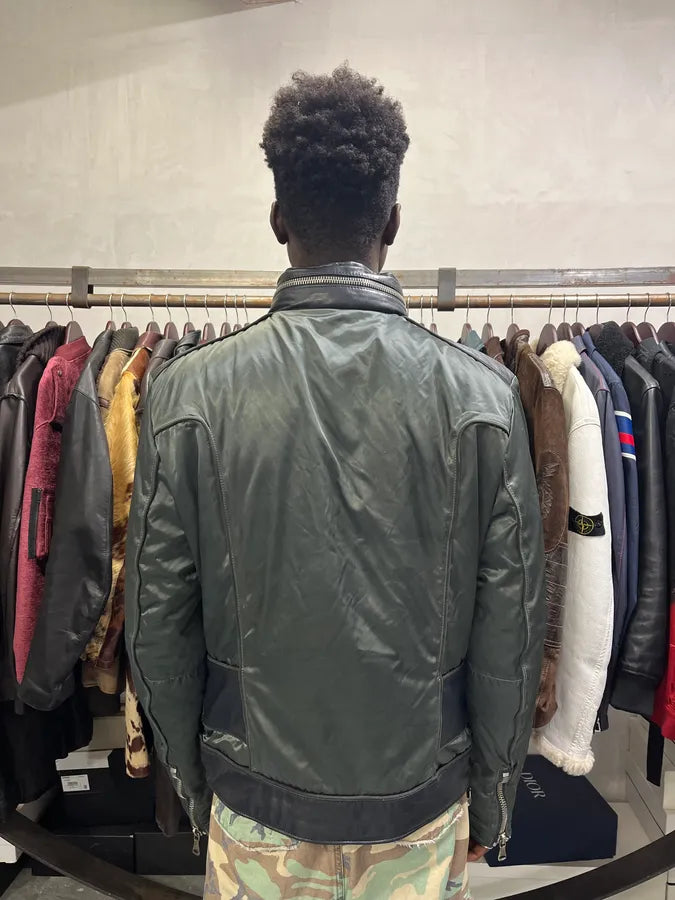 FW2007 Dolce & Gabbana Khaki Hybrid Nylon Leather Jacket hXTGQpT 4