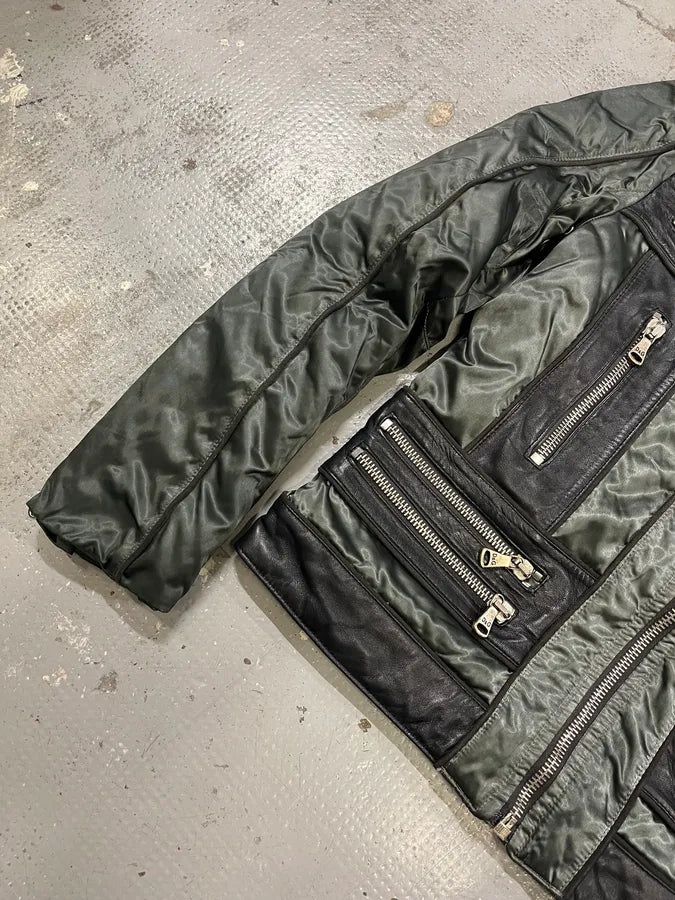 FW2007 Dolce & Gabbana Khaki Hybrid Nylon Leather Jacket hXTGQpT 7