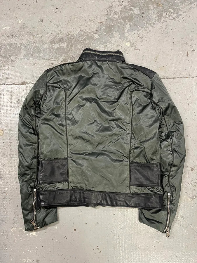 FW2007 Dolce & Gabbana Khaki Hybrid Nylon Leather Jacket hXTGQpT 8
