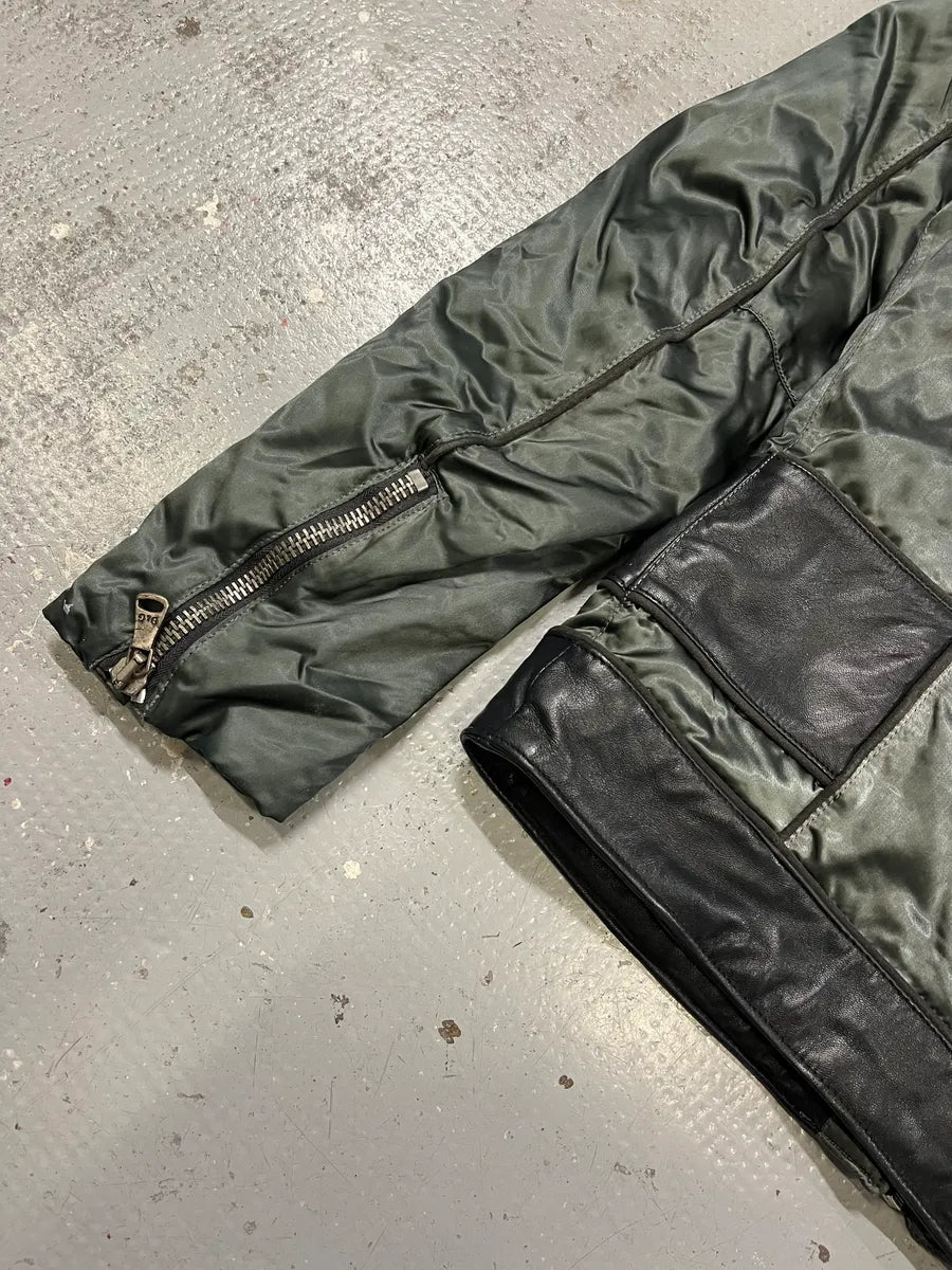 FW2007 Dolce & Gabbana Khaki Hybrid Nylon Leather Jacket hXTGQpT 9
