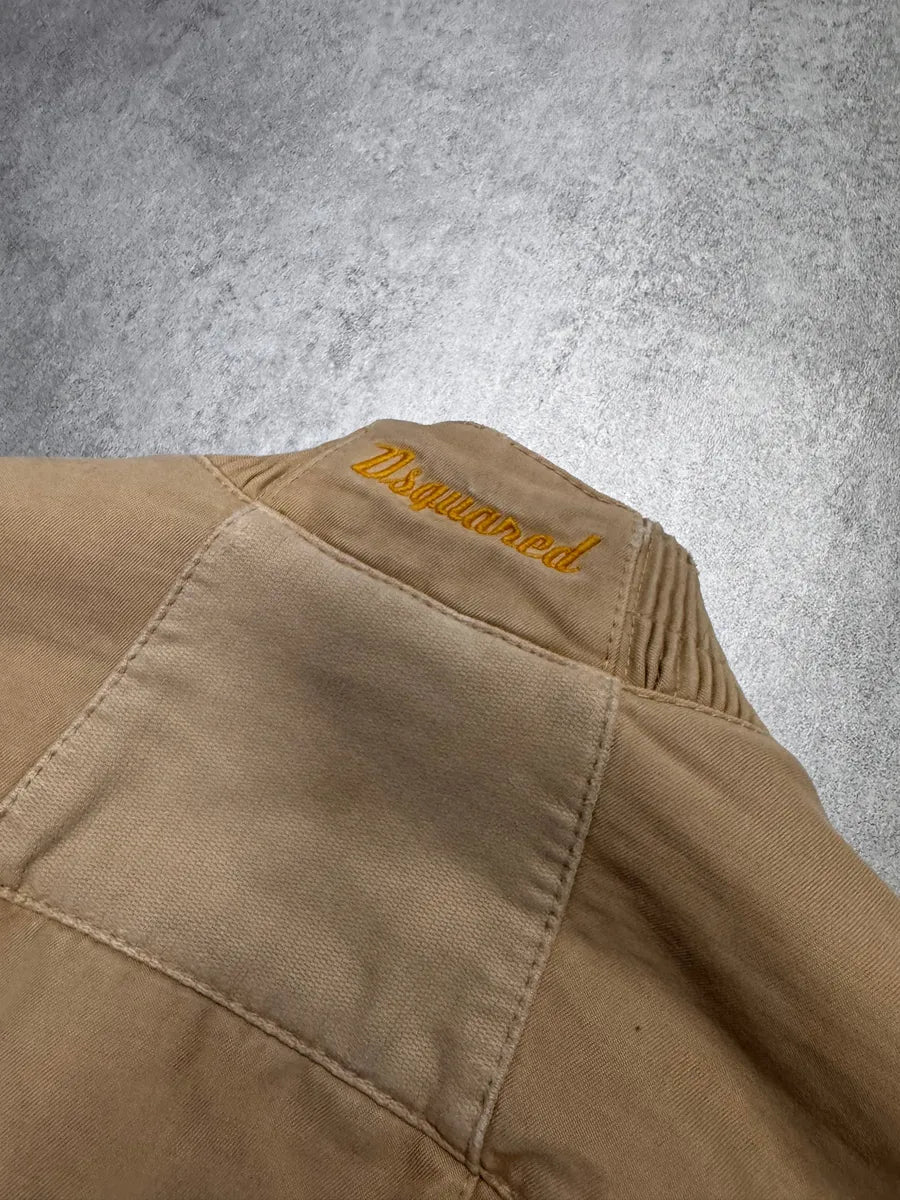 FW2007 Dsquared2 Biker Reinforced Beige Denim Jacket vnajFfp 3