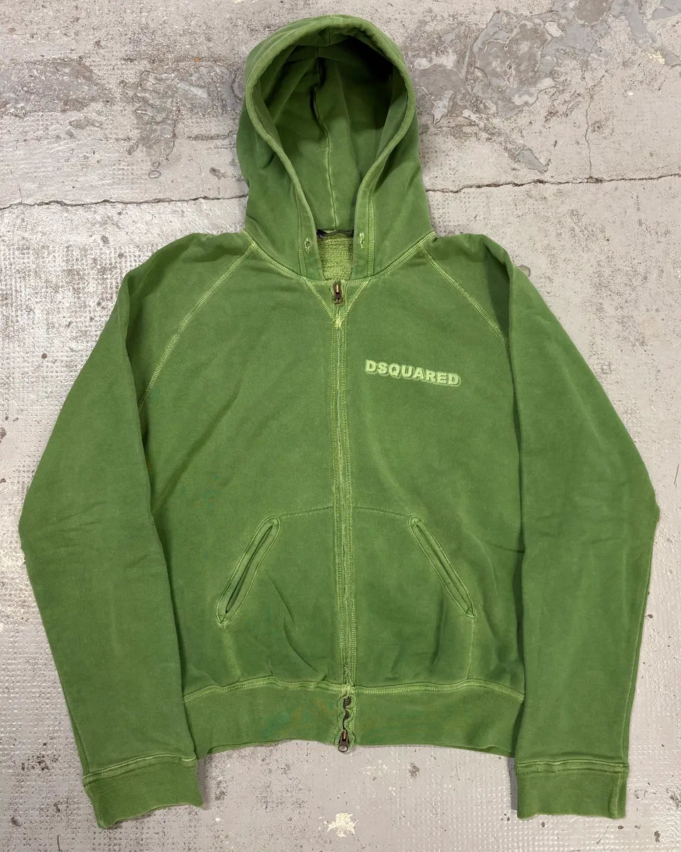 FW2007 Dsquared2 Green Logo Zip-Up Hoodie FwJEHBY 0