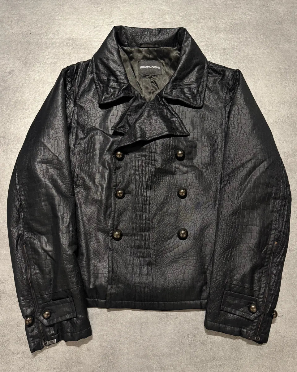FW2007 Emporio Armani Crocodile Nylon Black Jacket (M) 0