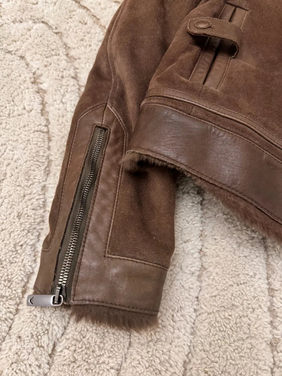 FW2007 Emporio Armani Fur Collar Cropped Leather Jacket vfssDRL 4