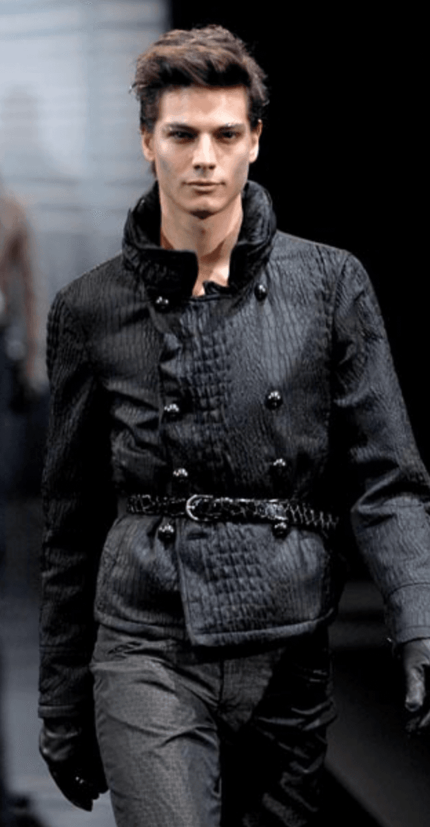 FW2007 Emporio Armani Offcier Black Crocodile Effect Jacket RPgOWoT 1