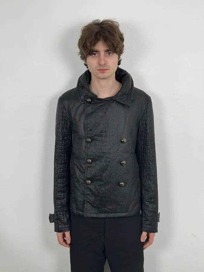 FW2007 Emporio Armani Offcier Black Crocodile Effect Jacket RPgOWoT 2