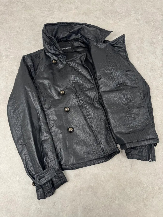 FW2007 Emporio Armani Offcier Black Crocodile Effect Jacket RPgOWoT 4