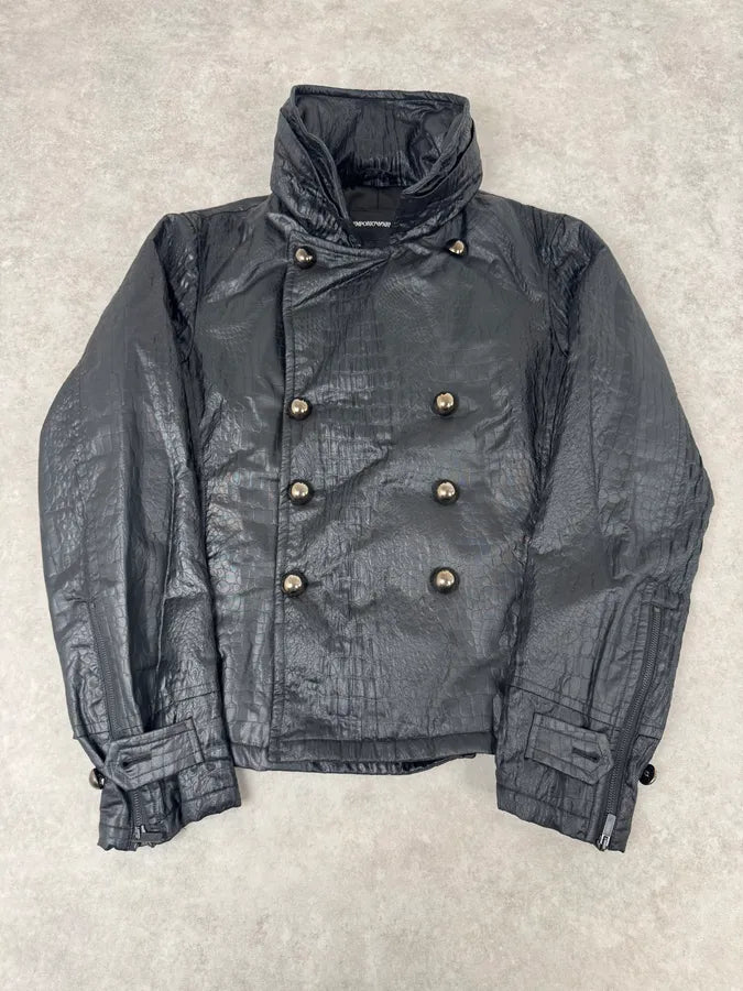 FW2007 Emporio Armani Offcier Black Crocodile Effect Jacket RPgOWoT 5