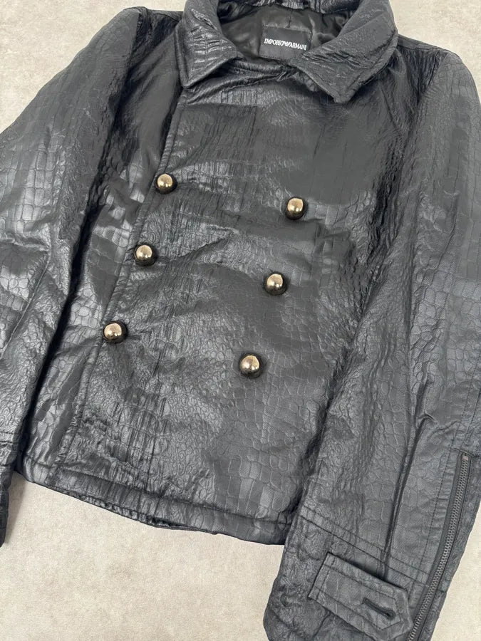 FW2007 Emporio Armani Offcier Black Crocodile Effect Jacket RPgOWoT 6