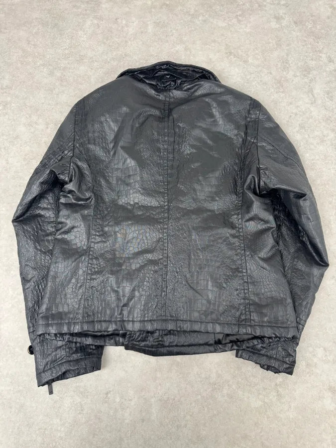 FW2007 Emporio Armani Offcier Black Crocodile Effect Jacket RPgOWoT 7