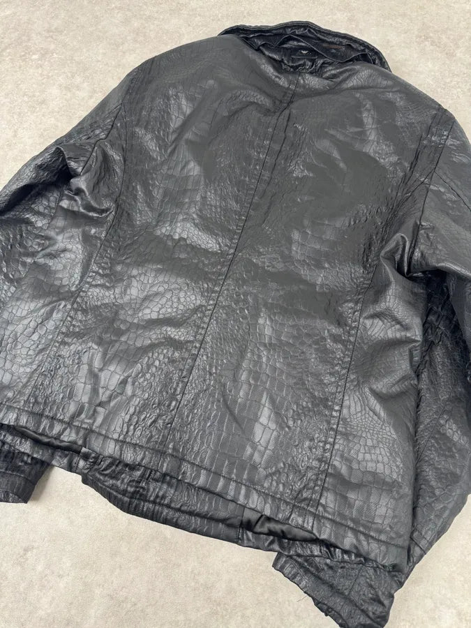 FW2007 Emporio Armani Offcier Black Crocodile Effect Jacket RPgOWoT 8