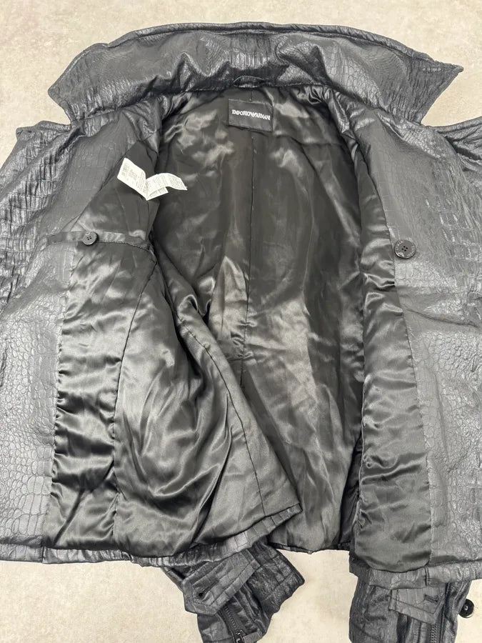 FW2007 Emporio Armani Offcier Black Crocodile Effect Jacket RPgOWoT 9