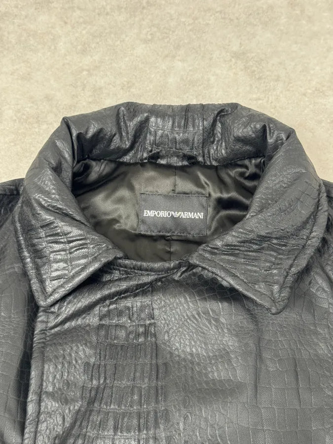 FW2007 Emporio Armani Offcier Black Crocodile Effect Jacket RPgOWoT 10