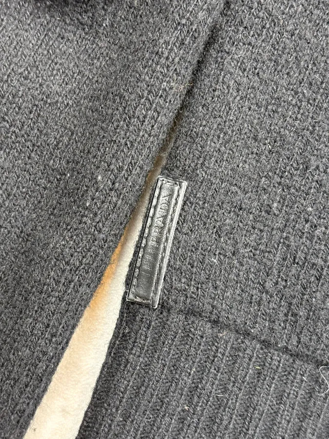 FW2007 Prada Black Elbow Patch Wool Zip-Up Sweater QOUtgcu 9