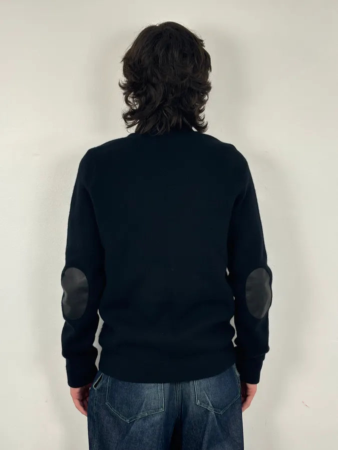 FW2007 Prada Black Padded Leather Wool Zip-up Sweater xZgApPA 2