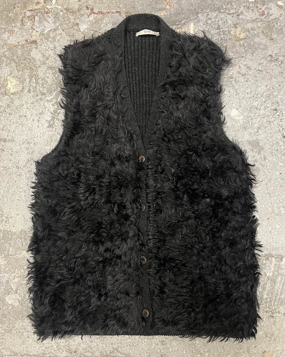 FW2007 Prada Fur Plushed Grey & Dark Cardigan kdpoeFy 0