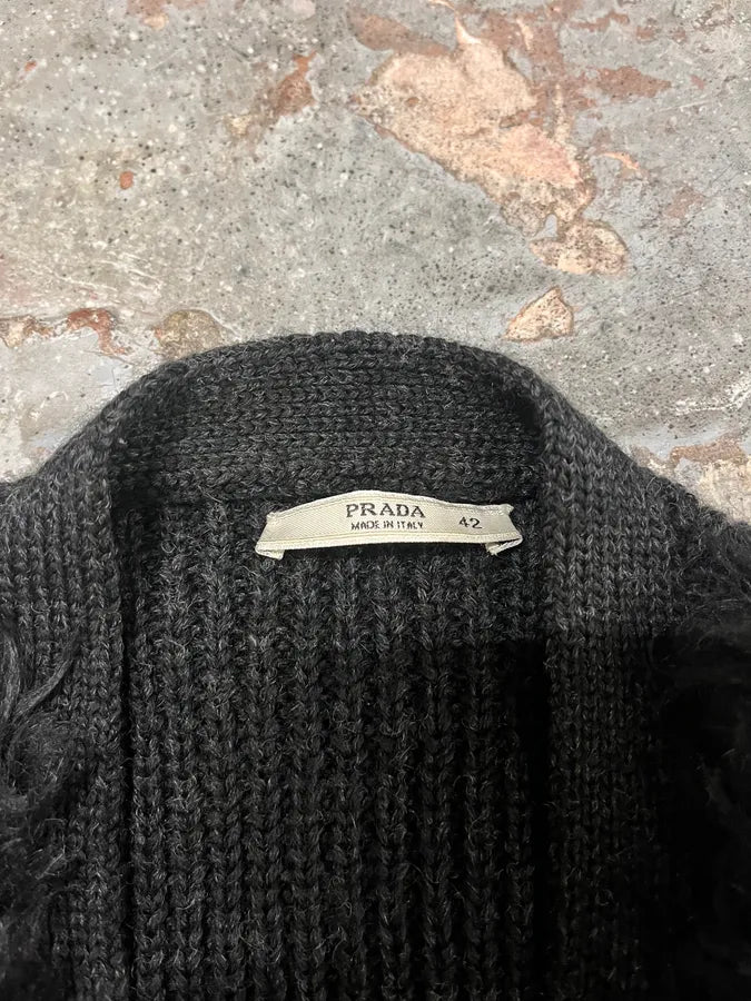 FW2007 Prada Fur Plushed Grey & Dark Cardigan kdpoeFy 8