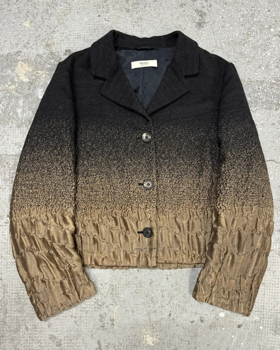 FW2007 Prada Plissed Bicolor Blazer Jacket (M/L) 0